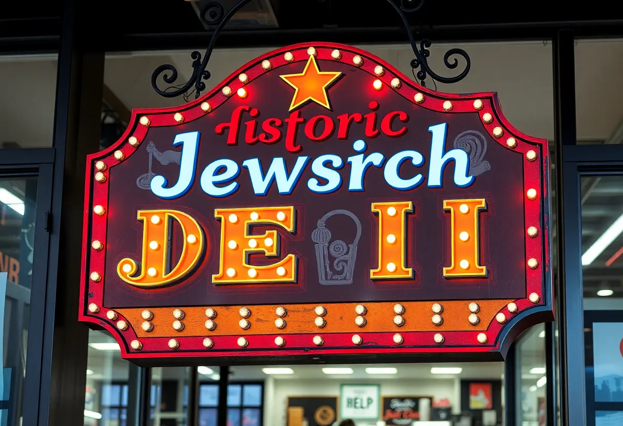 Vintage Jewish deli sign representing Nate 'n Al's in Beverly Hills