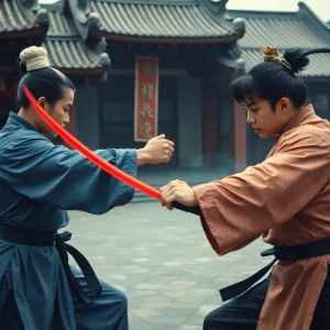 Artistic interpretation of classic kung fu film scenes