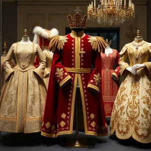 Display of royal garments and artifacts at an auction