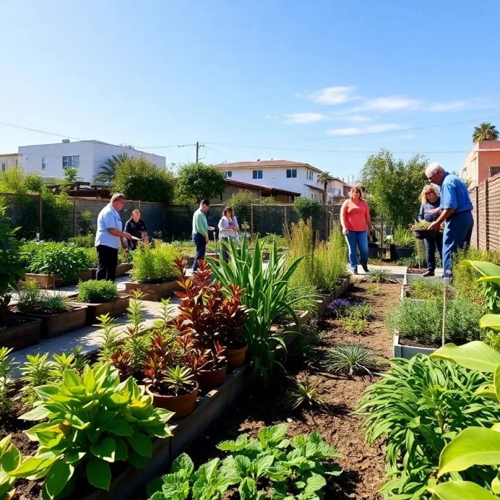 Community members tending to a garden in Santa Monica