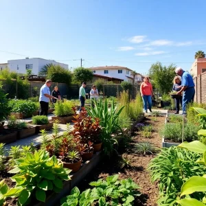 Community members tending to a garden in Santa Monica