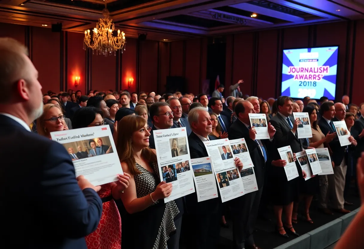 Guests celebrating at the Southern California Journalism Awards ceremony.