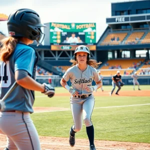 Tennessee softball team celebrating victory on the field