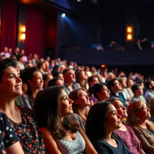 A vibrant theatre with a diverse audience enjoying a performance at Theatre 40 in Beverly Hills.