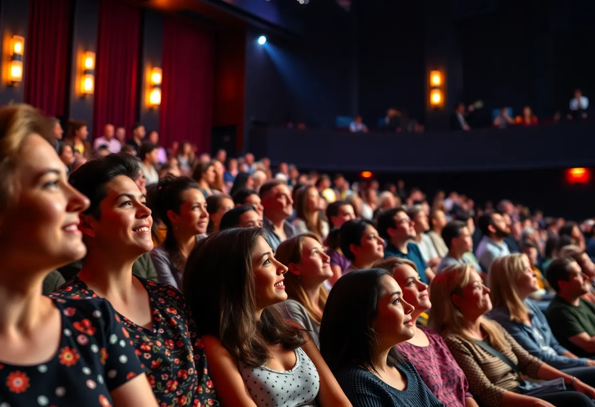 A vibrant theatre with a diverse audience enjoying a performance at Theatre 40 in Beverly Hills.