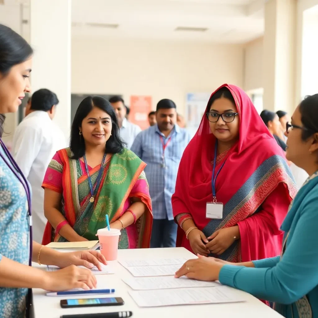 Community participants engaging in heart health screenings at UCLA's outreach program for South Asians.