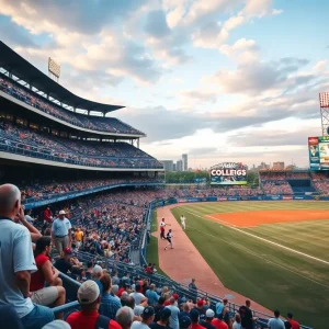UCLA Bruins and Murray State Racers competing in a College World Series game