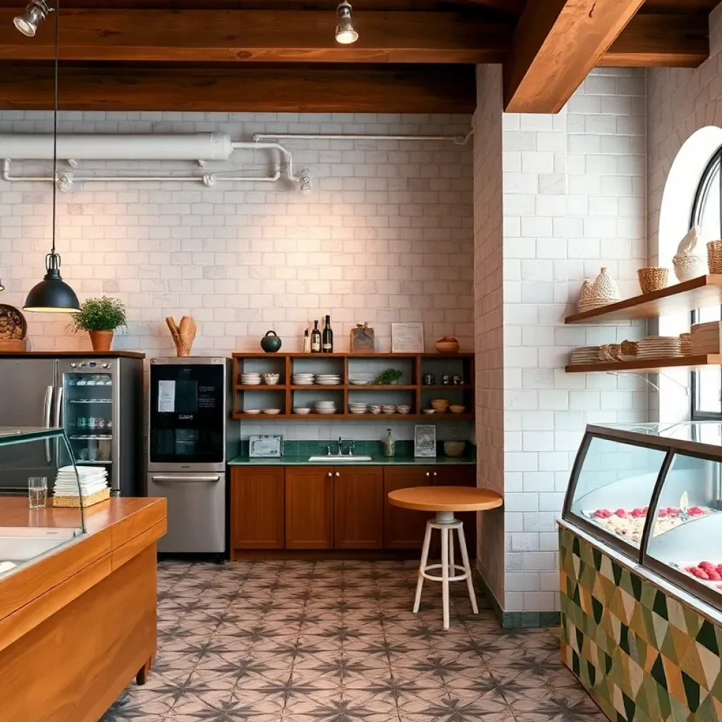 Interior view of Bacio di Latte gelateria showcasing gelato and decor