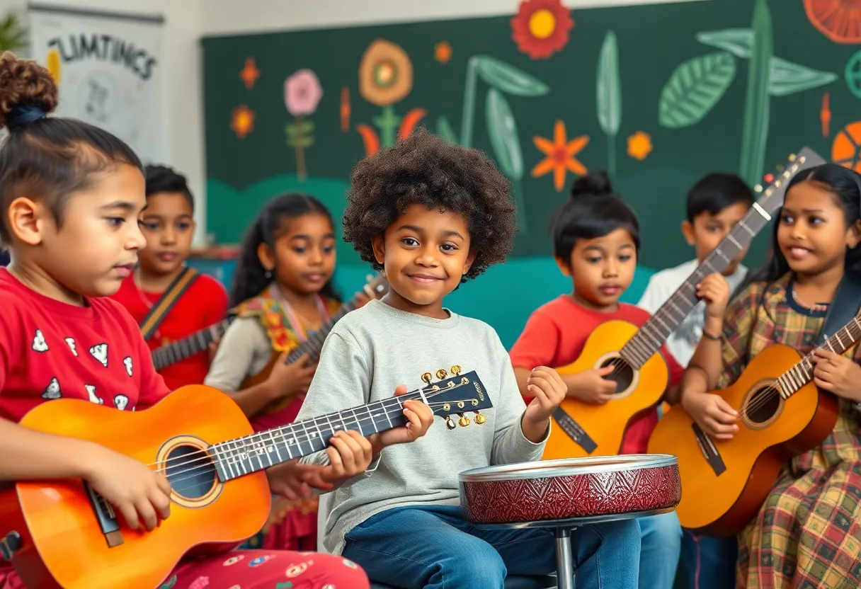 Students engaging in music education for the Berry Gordy Music Industry Scholarship
