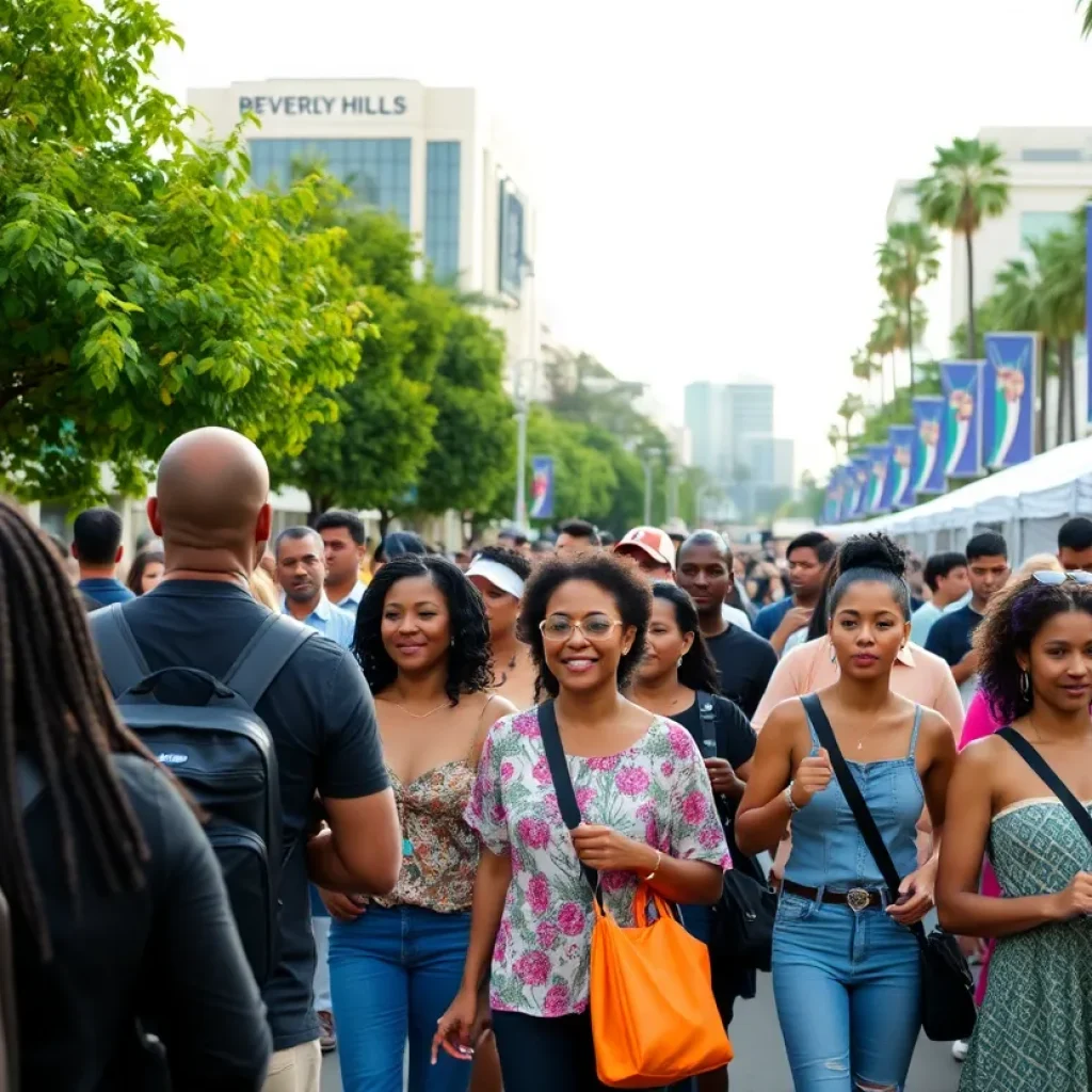 Diverse community members celebrating in Beverly Hills