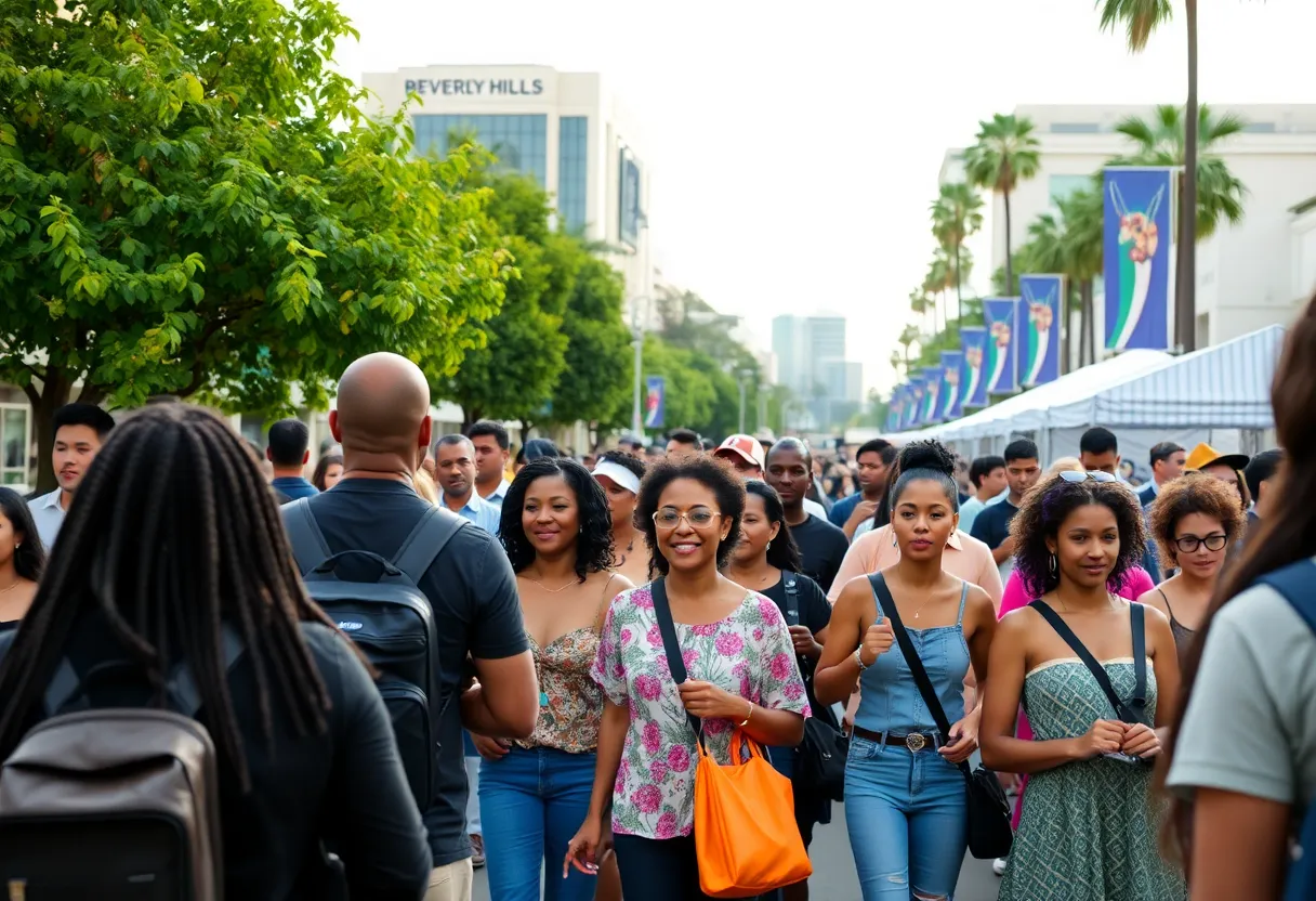 Diverse community members celebrating in Beverly Hills