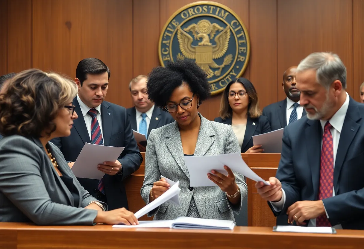 Beverly Hills City Council members discussing legislative matters.