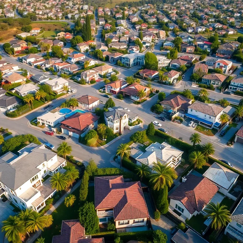 Aerial view of Beverly Hills showcasing homes and neighborhoods.