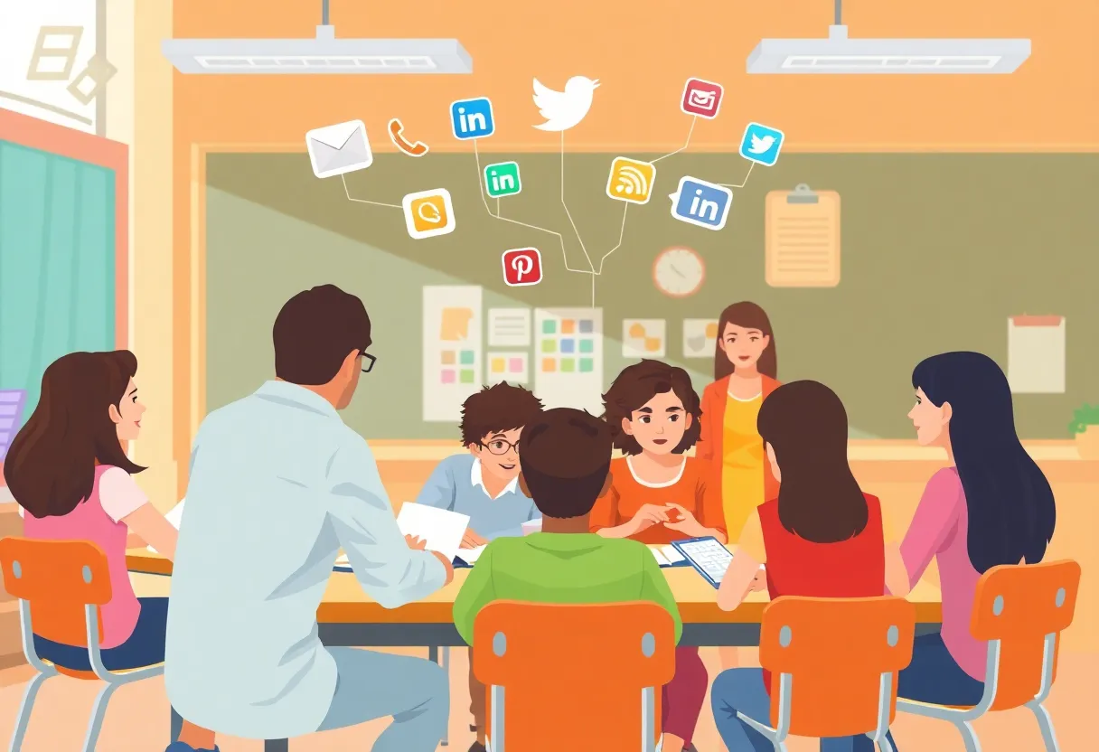 Beverly Hills students and teachers discussing social media policies.