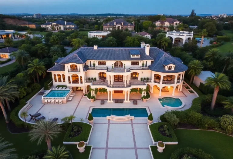 Exterior view of a luxurious mansion in Beverly Hills