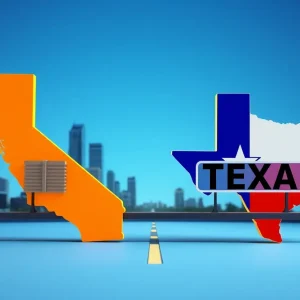 Illustration of business transitioning from California to Texas