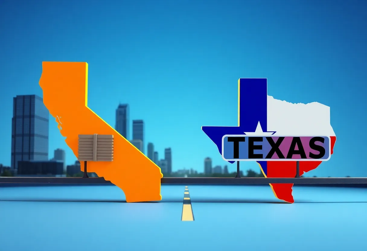 Illustration of business transitioning from California to Texas