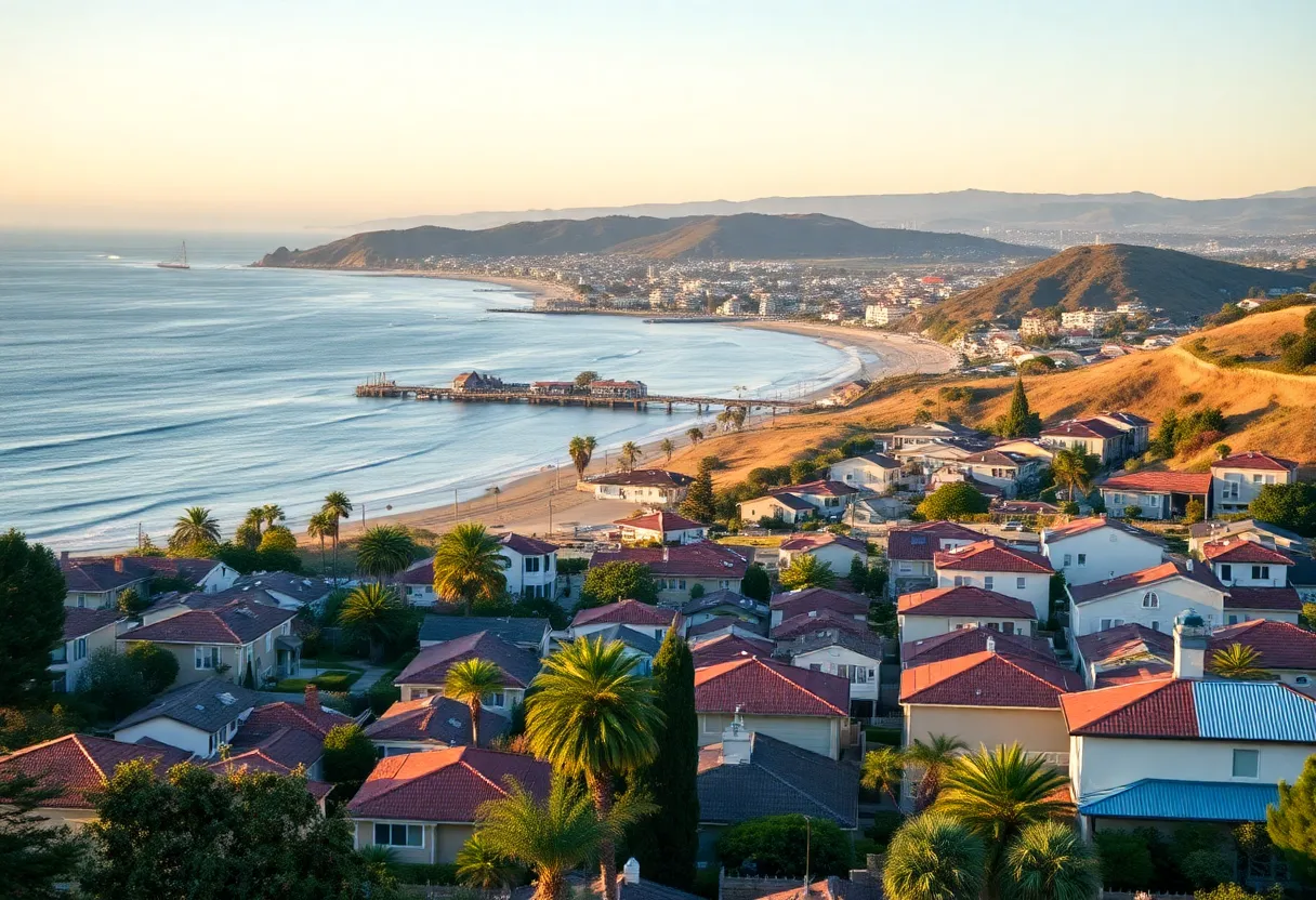 Scenic view of California's coastal district with community elements