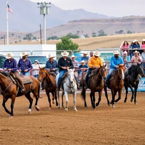 California Rodeo event with cowboys and spectators