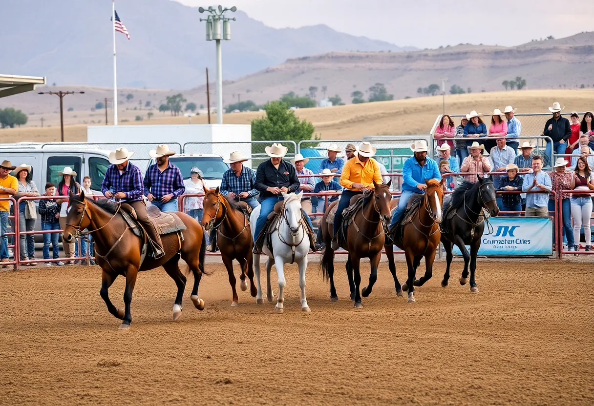 California Rodeo event with cowboys and spectators