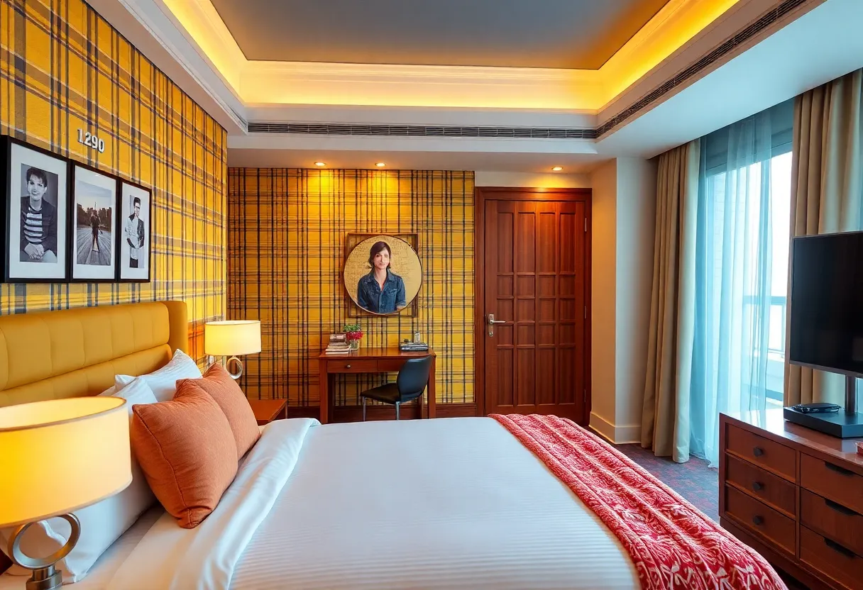 Clueless-themed hotel suite with 90s decor