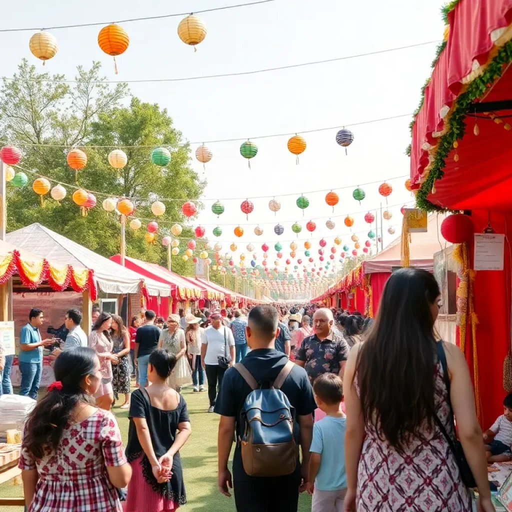 A vibrant scene from Festival Beverly Hills showcasing diverse cultural performances and attendees participating in community workshops.