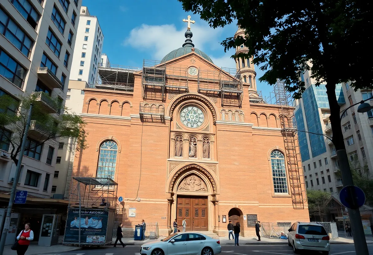 Renovation of a historic synagogue in Beverly Hills with unique architectural features.