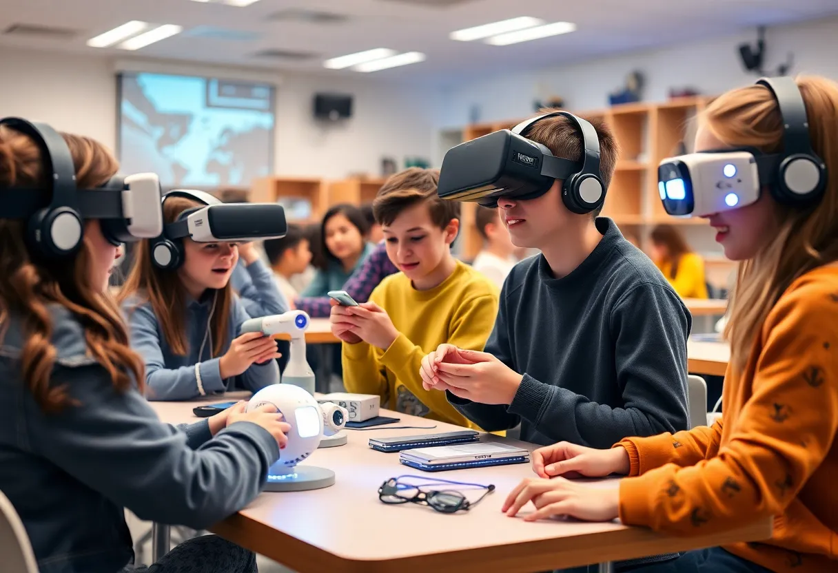 Classroom utilizing robotics and virtual reality for engaging education