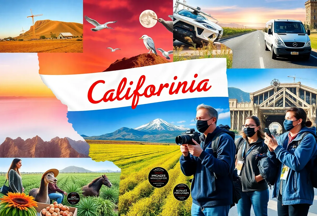 Collage of journalism elements at California Journalism Awards