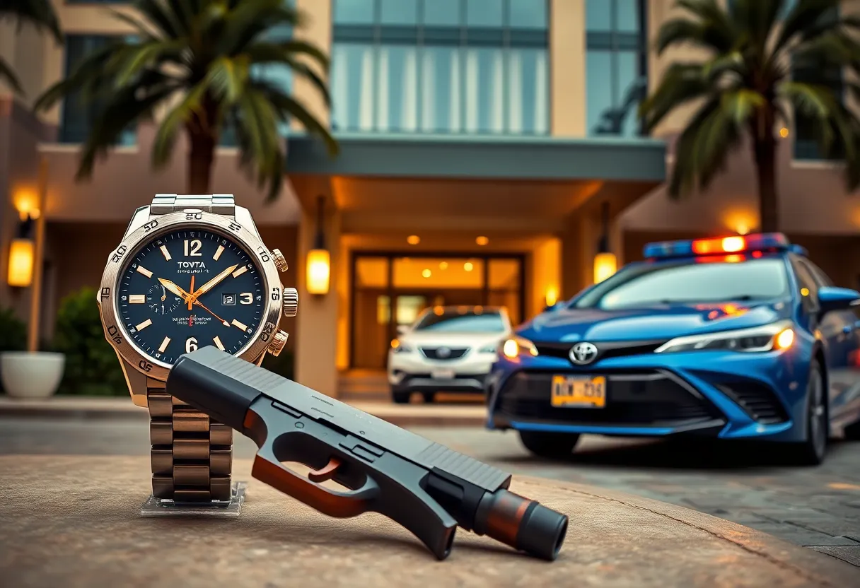 Scene of a luxury watch robbery with police presence
