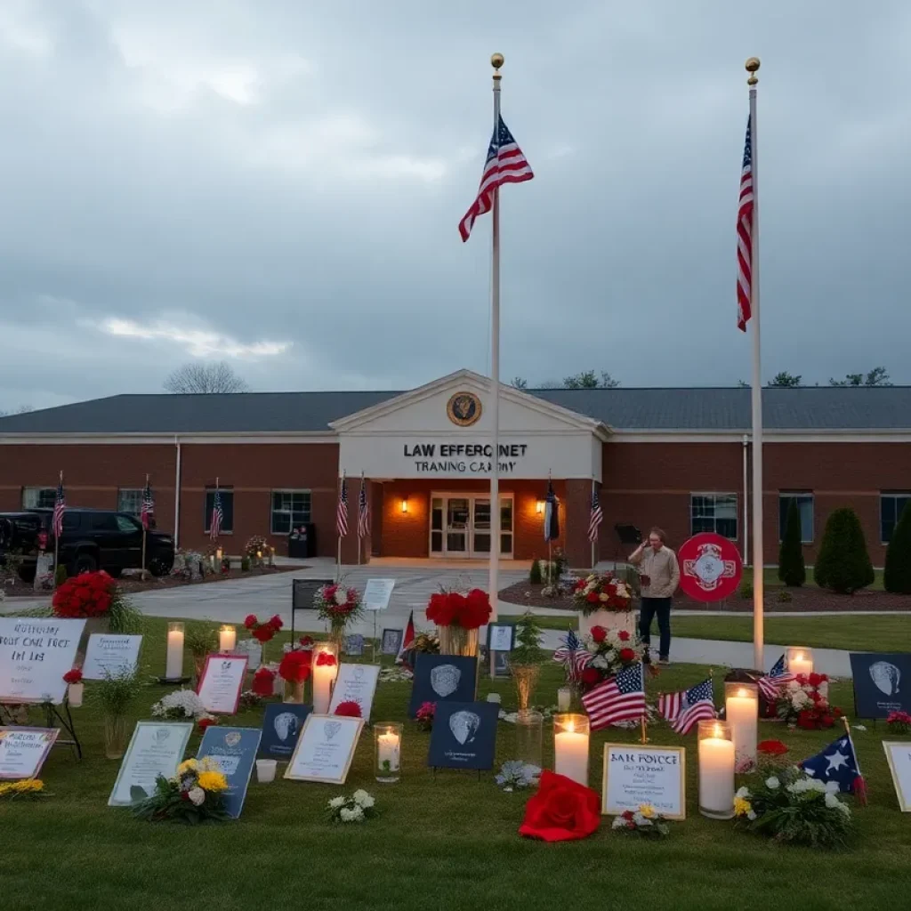Memorial scene honoring LASD deputies lost in tragic explosion