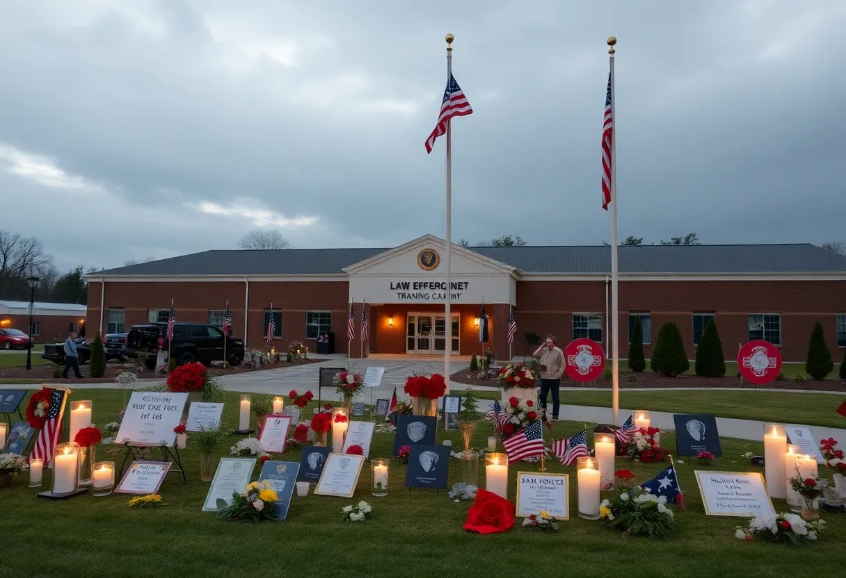 Memorial scene honoring LASD deputies lost in tragic explosion