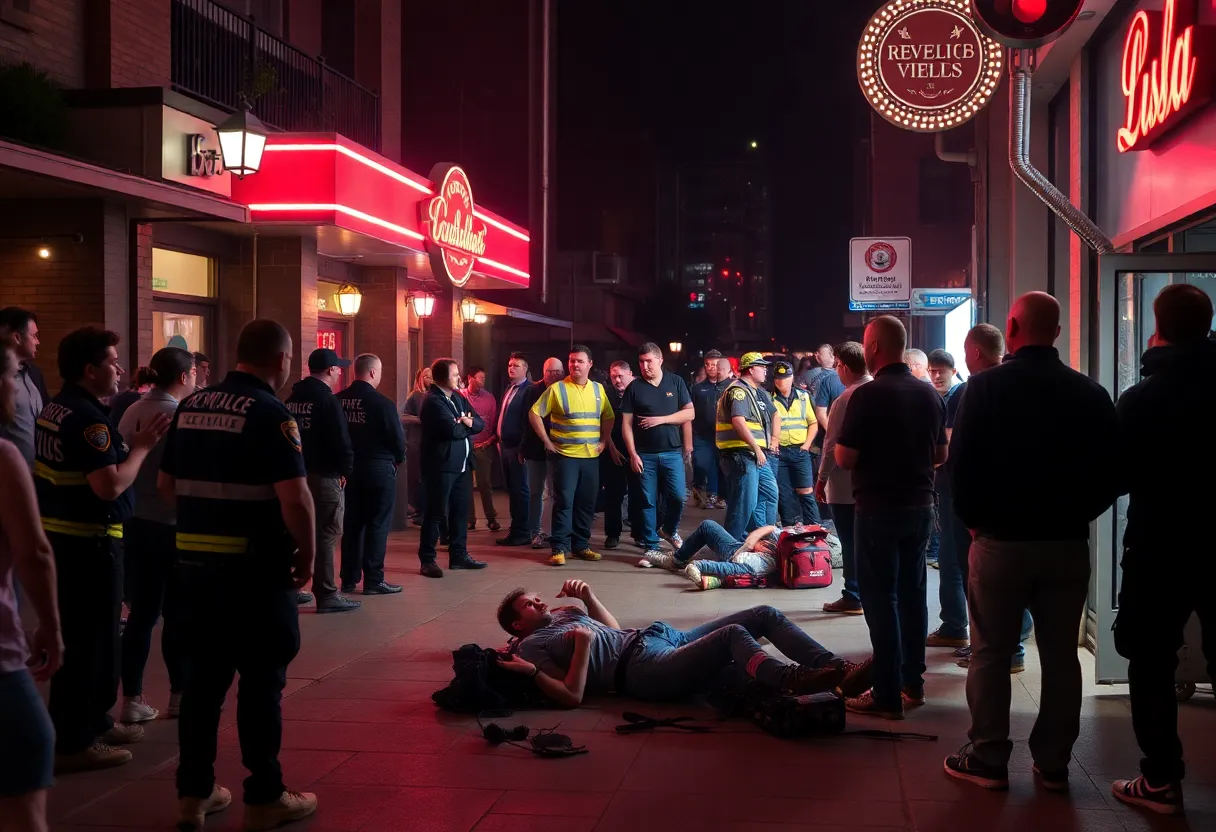 Emergency responders at the scene of a nightclub incident in East Hollywood