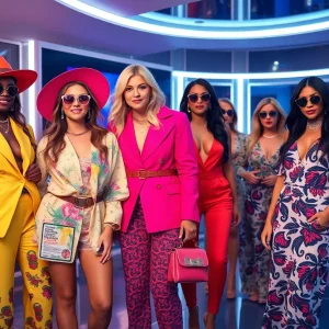 Fashion and lifestyle elements representing Rachel Zoe's return to reality television.