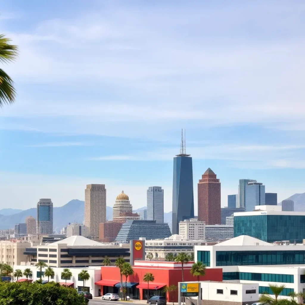 Skyline of Southern California under extreme weather conditions