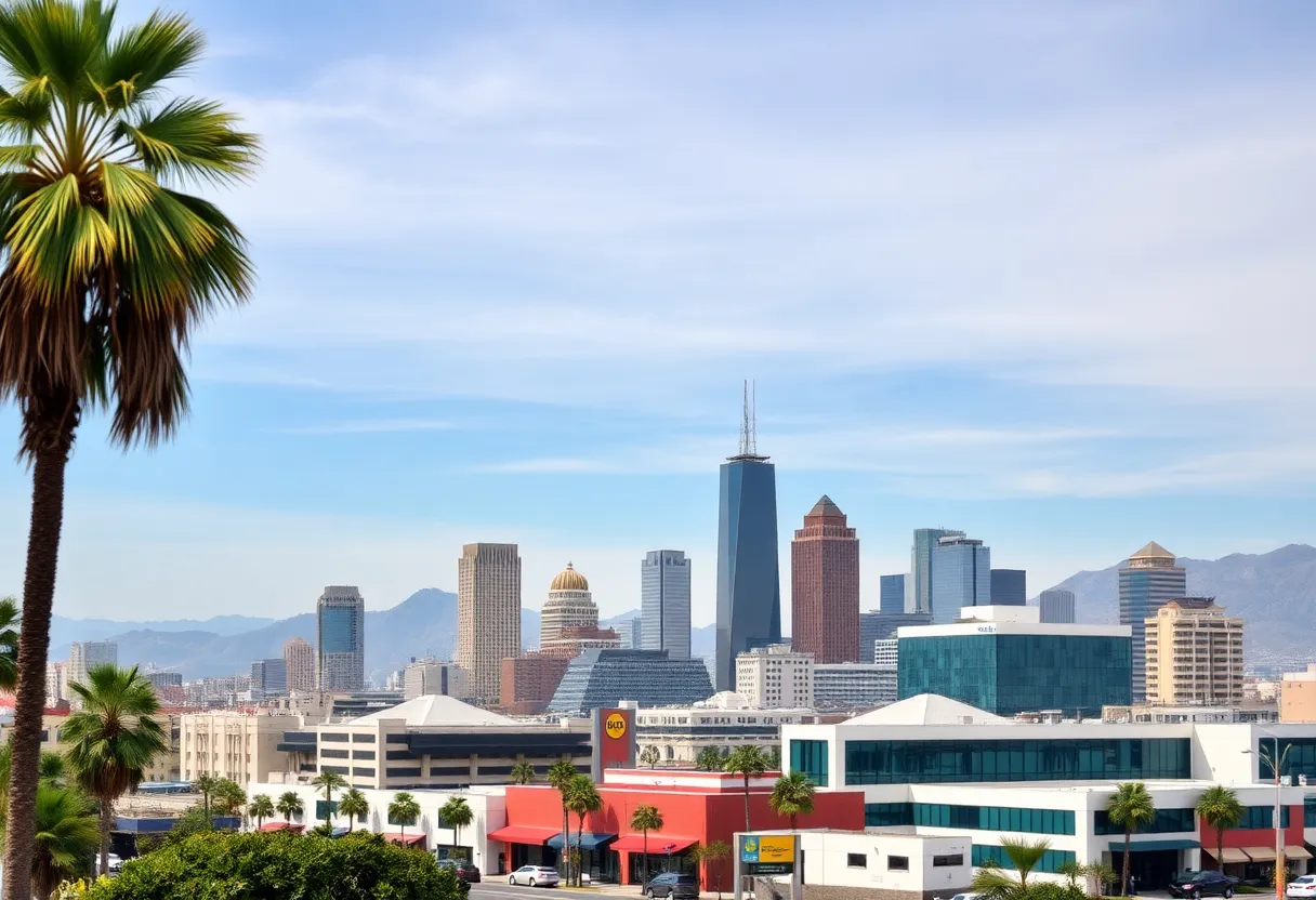 Skyline of Southern California under extreme weather conditions