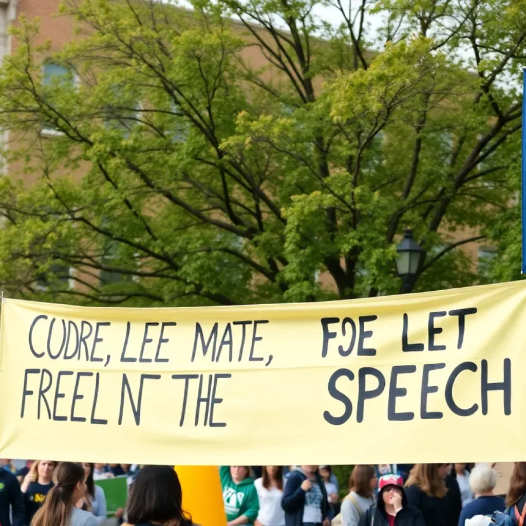 Protest at UCLA for civil rights and free speech.