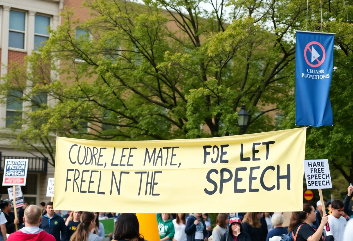 Protest at UCLA for civil rights and free speech.