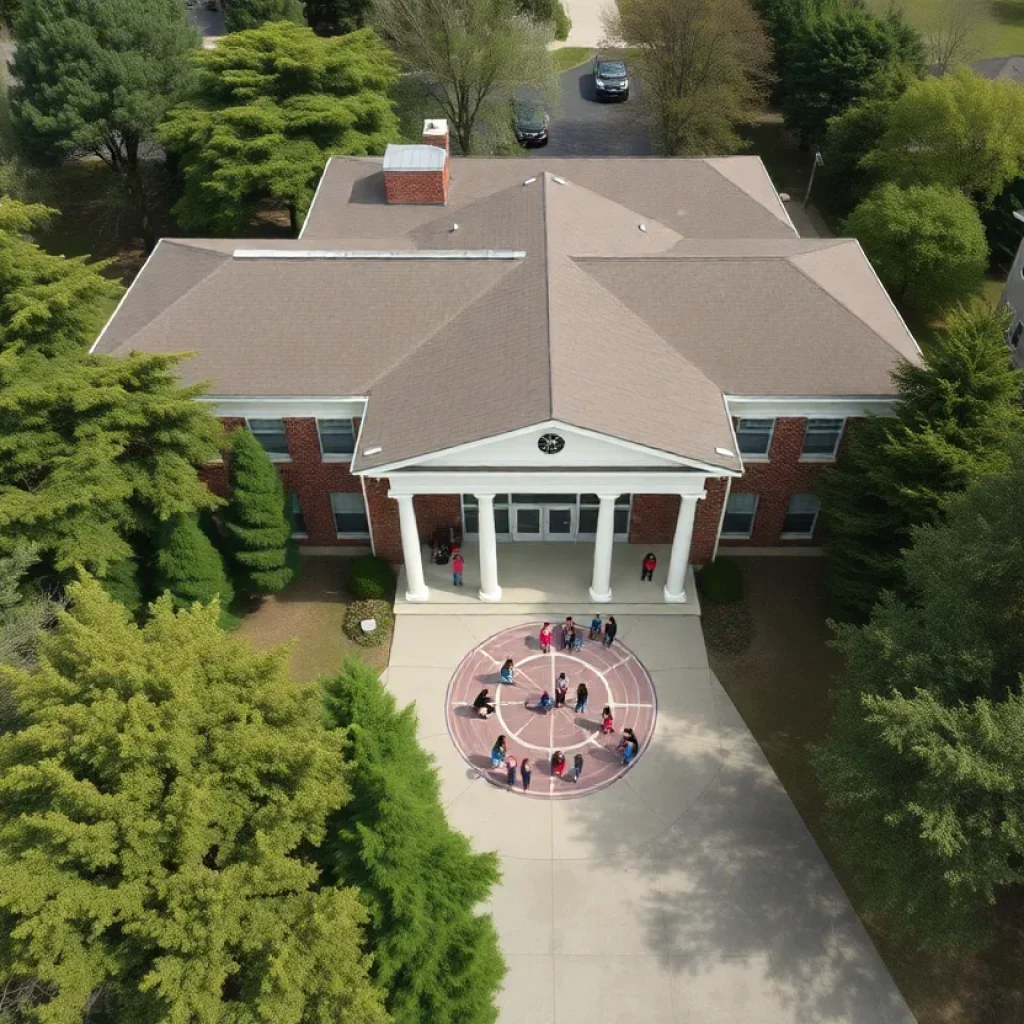 Students playing outside a Vallejo school building.