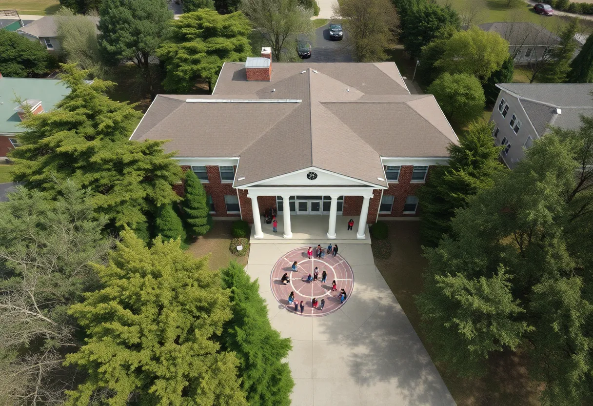 Students playing outside a Vallejo school building.