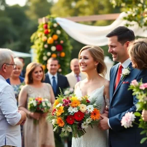 Outdoor wedding scene celebrating resilience and joy