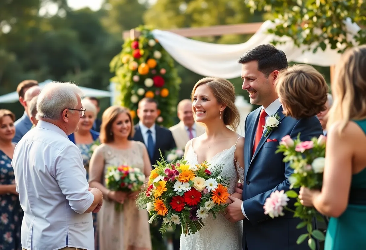Outdoor wedding scene celebrating resilience and joy