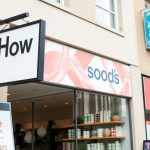 Exterior view of a Bed Bath & Beyond store showcasing home products.