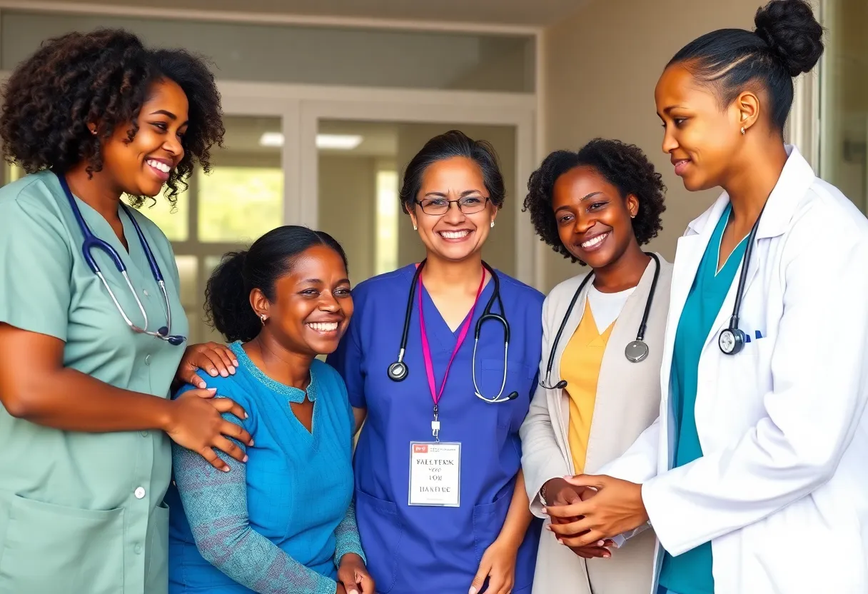 Diverse healthcare professionals working together for community health