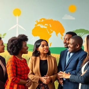 Professionals discussing sustainable energy innovations