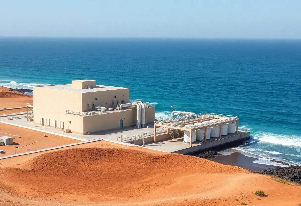 Modern desalination plant in California under construction