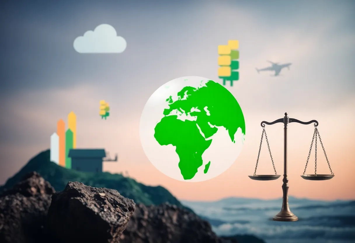 Abstract representation of California emissions reporting and legal challenge