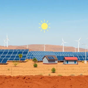 Illustration of California's energy grid with residential battery systems.