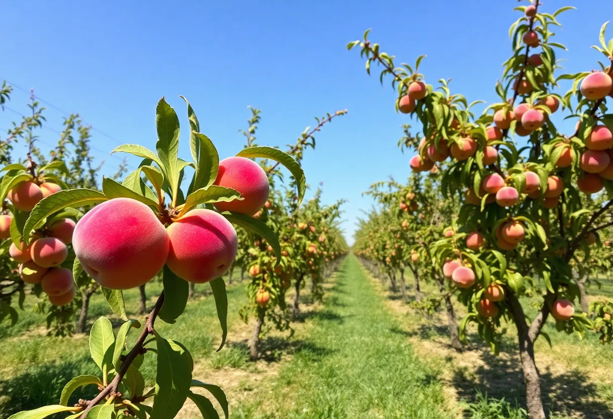 Peach trees in California's Central Valley