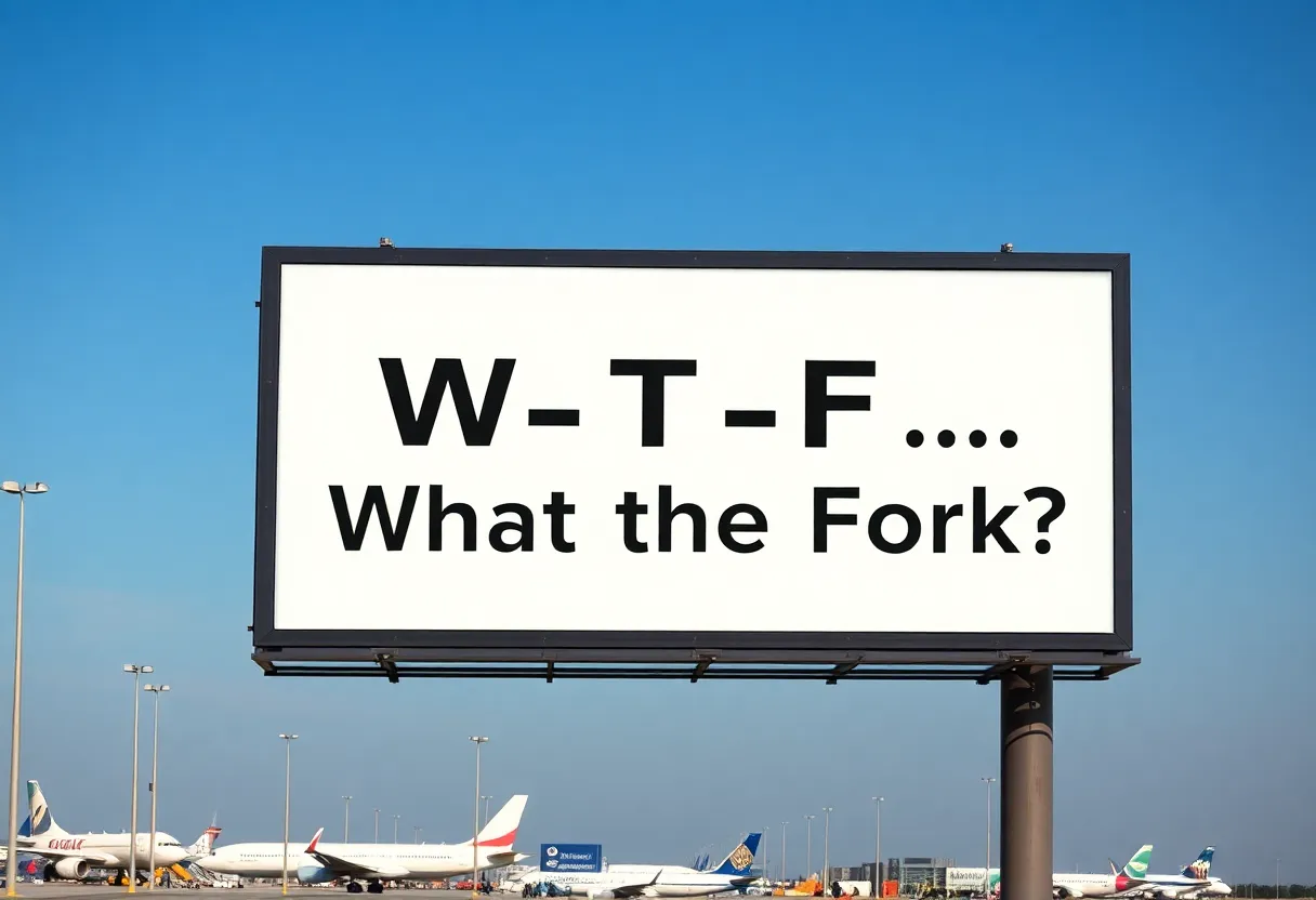 Billboard at Sacramento International Airport addressing dining costs